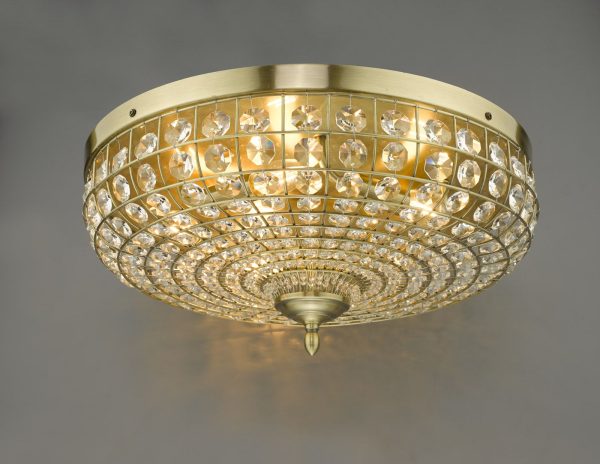 Asmara 5 Light Flush Antique Brass Crystal - Image 5