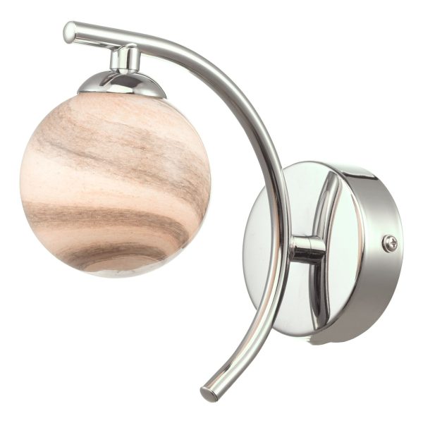 Atiya Wall Light Polished Chrome With Planet Style Glass