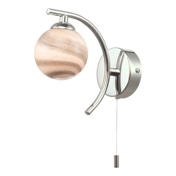 Atiya Wall Light Polished Chrome With Planet Style Glass - Image 2