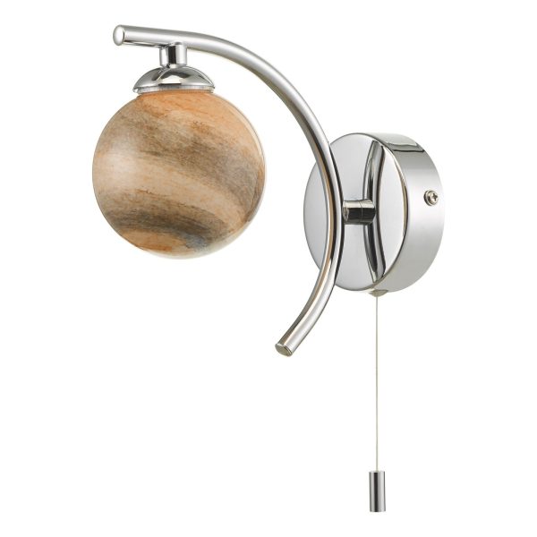 Atiya Wall Light Polished Chrome With Planet Style Glass - Image 3