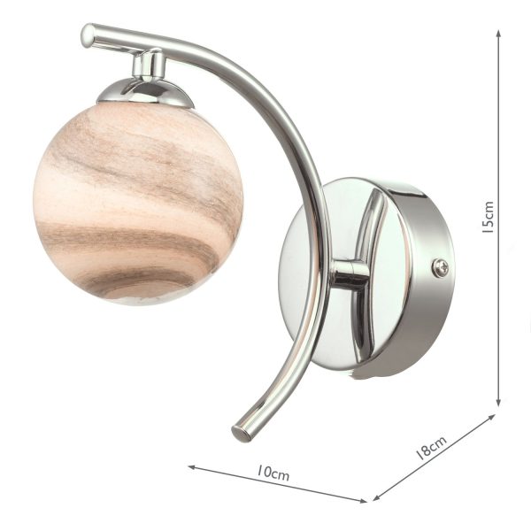 Atiya Wall Light Polished Chrome With Planet Style Glass - Image 6