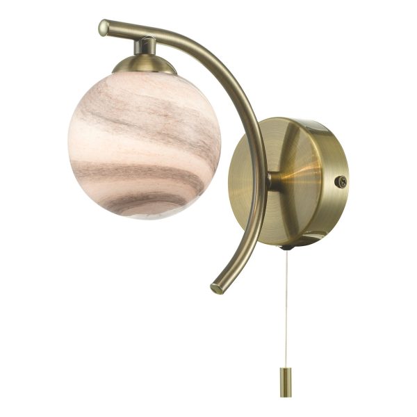 Atiya Wall Light Antique Brass With Planet Style Glass - Image 2