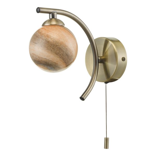 Atiya Wall Light Antique Brass With Planet Style Glass - Image 3