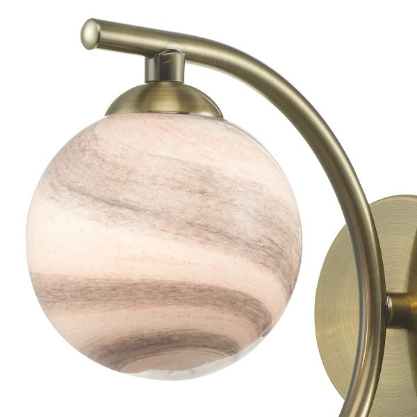 Atiya Wall Light Antique Brass With Planet Style Glass - Image 4