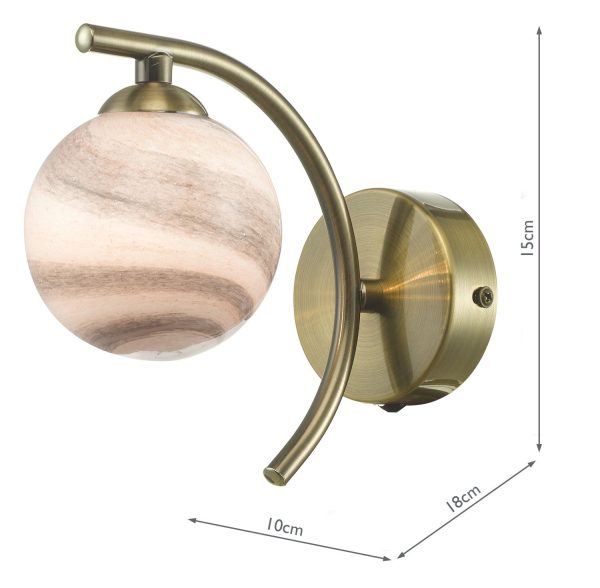 Atiya Wall Light Antique Brass With Planet Style Glass - Image 6