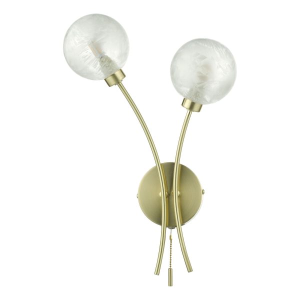 Avari 2 Light Wall Light Satin Brass Glass - Image 2