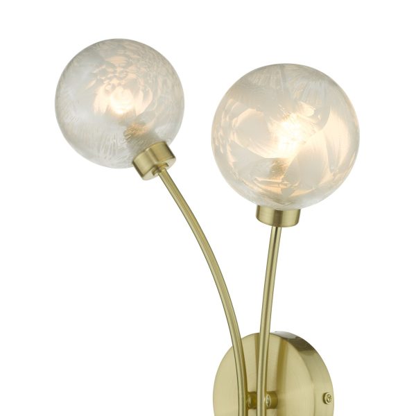 Avari 2 Light Wall Light Satin Brass Glass - Image 3