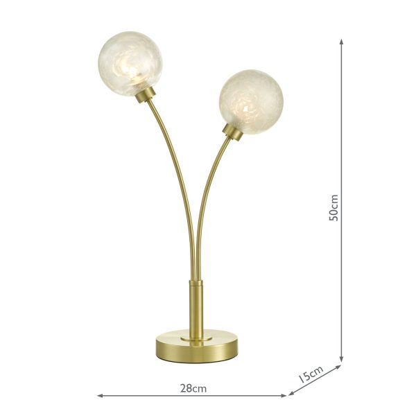 Avari 2 Light Table Lamp Satin Brass Glass - Image 6