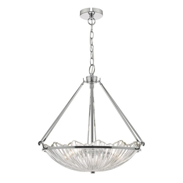 Avril 3lt Pendant Polished Nickel & Glass