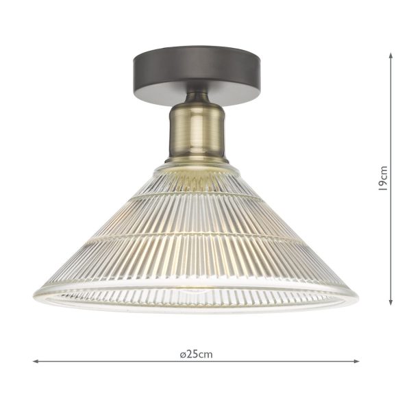 Boyd 1 Light Flush Antique Brass with Glass Shade - Image 7