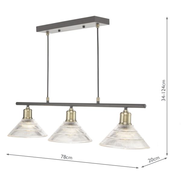 Boyd 3 Light Bar Antique Brass with Glass Shade - Image 9