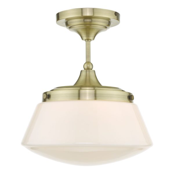 Caden Semi Flush Antique Brass Opal Glass IP44