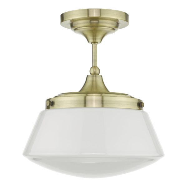 Caden Semi Flush Antique Brass Opal Glass IP44 - Image 2