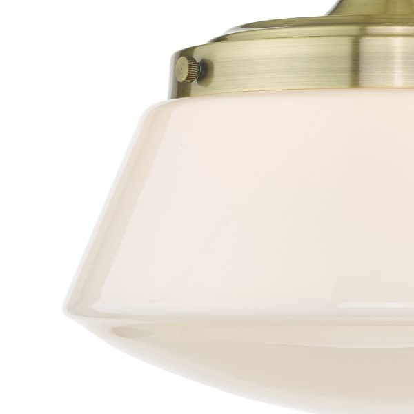 Caden Semi Flush Antique Brass Opal Glass IP44 - Image 4