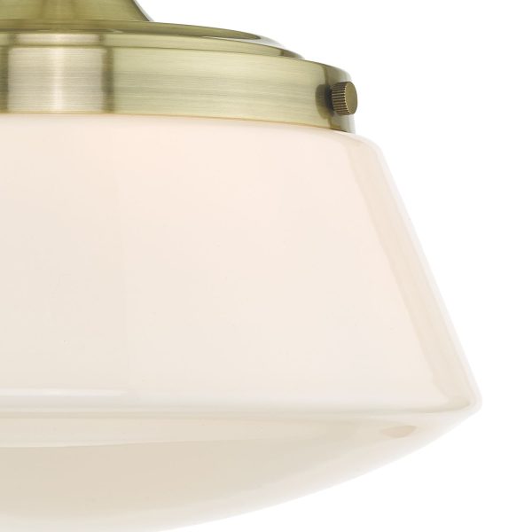 Caden Semi Flush Antique Brass Opal Glass IP44 - Image 5