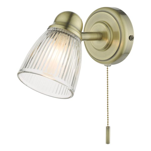 Cedric Single Spotlight Antique Brass Glass IP44 - Image 2