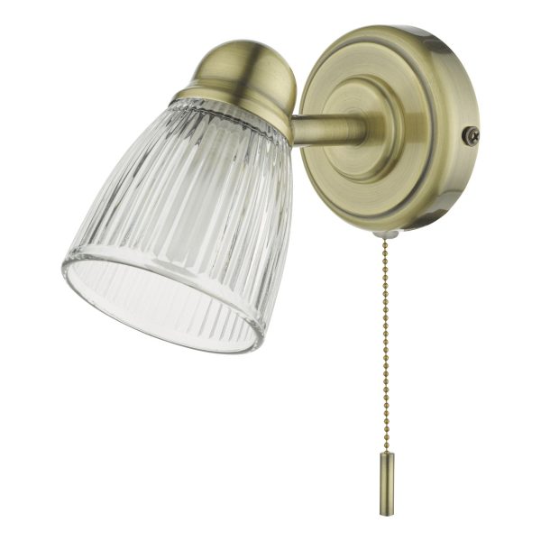 Cedric Single Spotlight Antique Brass Glass IP44 - Image 3