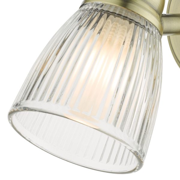 Cedric Single Spotlight Antique Brass Glass IP44 - Image 4