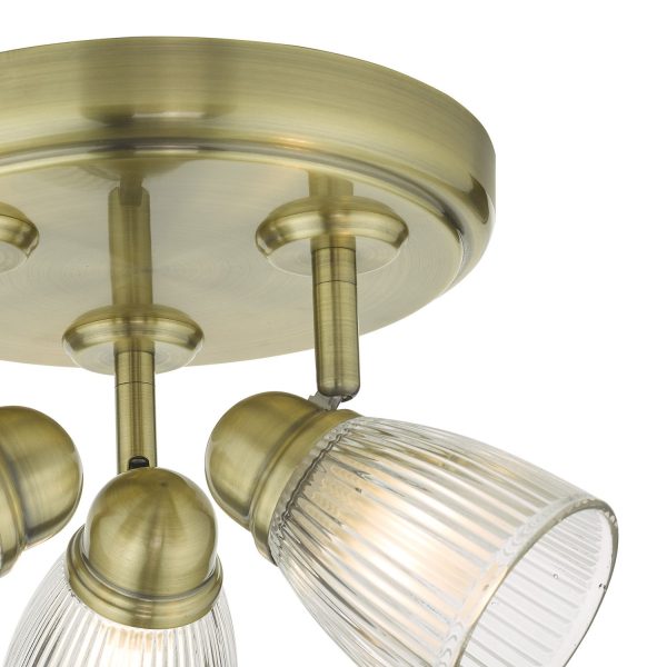 Cedric 3 Light Spotlight Antique Brass Glass IP44 - Image 4