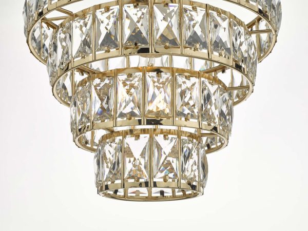 Cerys 1 Light 4 Tier Pendant Crystal & Gold - Image 3