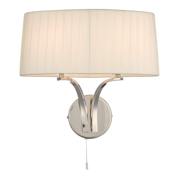 Cristin 2 Light Wall Light Polished Nickel With Ivory Shade