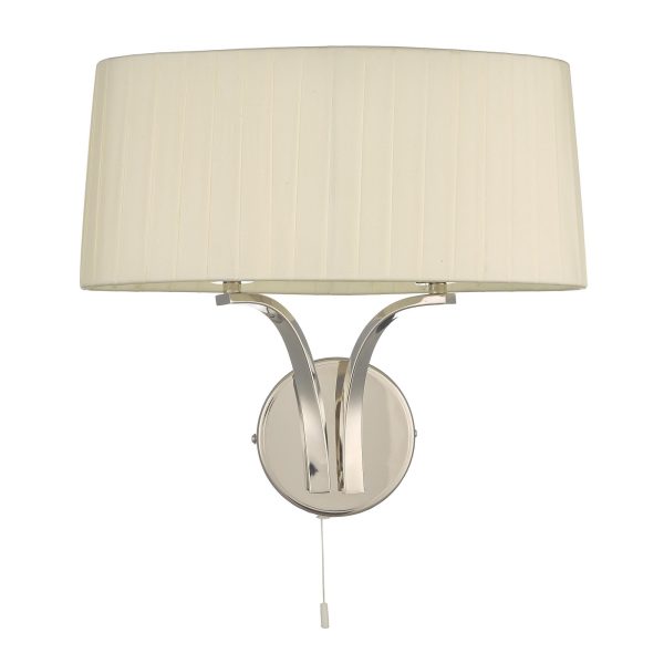 Cristin 2 Light Wall Light Polished Nickel With Ivory Shade - Image 2