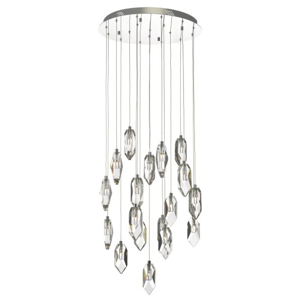 Crystal 18lt Cluster Pendant Polished Chrome & Crystal - Image 2