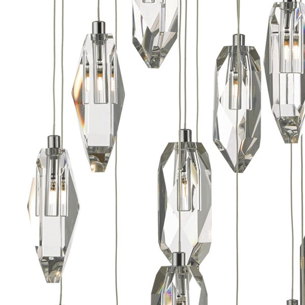 Crystal 18lt Cluster Pendant Polished Chrome & Crystal - Image 5