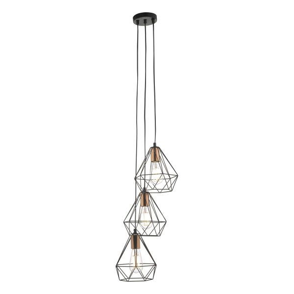 Deyon 3lt Cluster Pendant Black & Copper