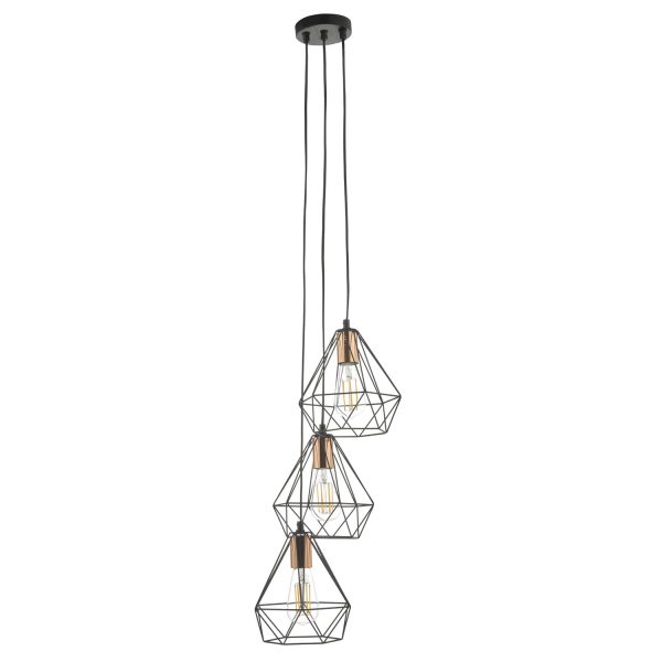 Deyon 3lt Cluster Pendant Black & Copper - Image 2