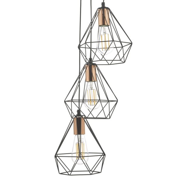 Deyon 3lt Cluster Pendant Black & Copper - Image 3