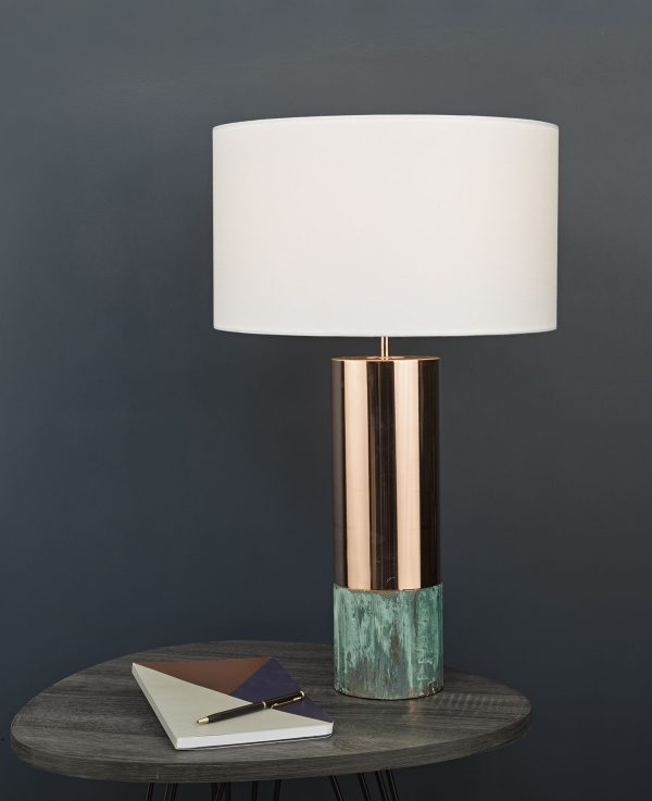 Digby Table Lamp Copper & Green With Shade - Image 2