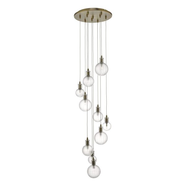 Dita 10lt Cluster Pendant Brass & Glass