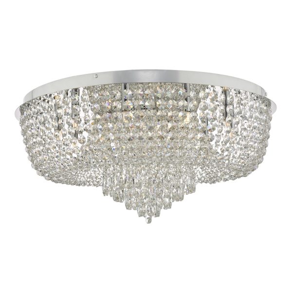 Eitan 12 Light Beaded Flush Clear and Polished Chrome