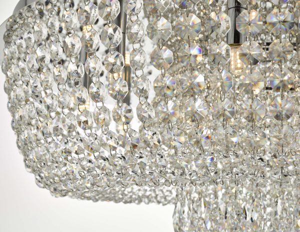 Eitan 12 Light Beaded Flush Clear and Polished Chrome - Image 3