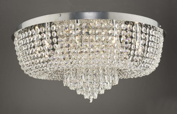 Eitan 12 Light Beaded Flush Clear and Polished Chrome - Image 7