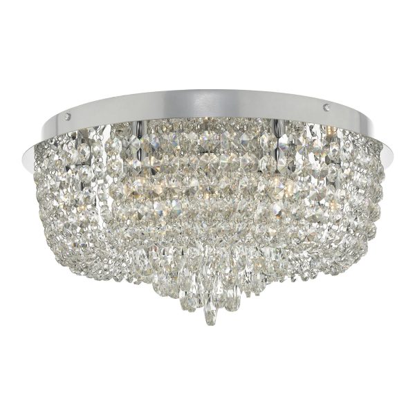 Eitan 9 Light Beaded Flush Clear and Polished Chrome