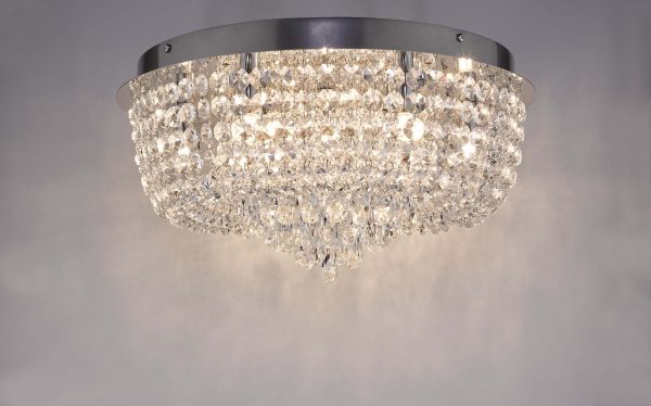 Eitan 9 Light Beaded Flush Clear and Polished Chrome - Image 4