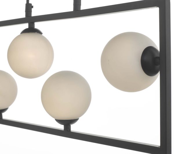 Ensio 4 Light Pendant Matt Black & Opal Glass - Image 3