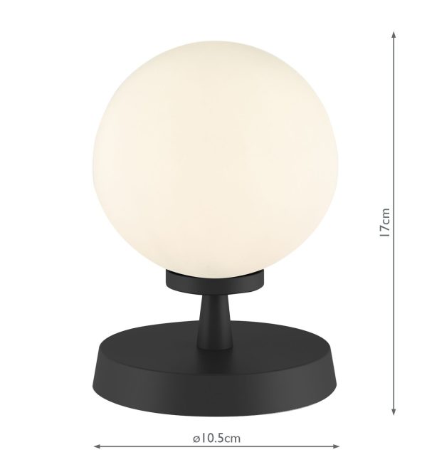 Esben Touch Table Lamp Matt Black With Opal Glass - Image 2