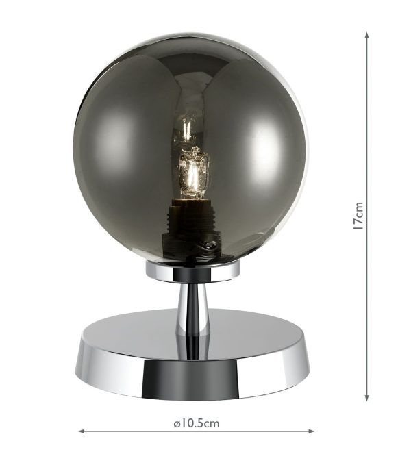 Esben Touch Table Lamp Polished Chrome With Smoked Glass - Image 2