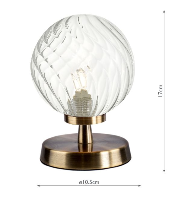 Esben Touch Table Lamp Antique Brass With Twisted Glass - Image 2