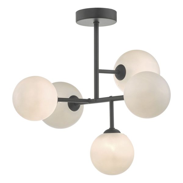 Euan 5lt Semi Flush Black & Opal Glass