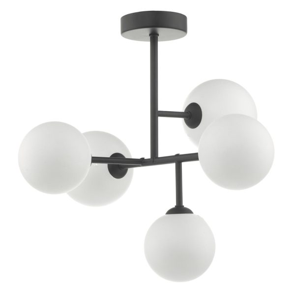 Euan 5lt Semi Flush Black & Opal Glass - Image 2