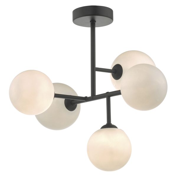 Euan 5lt Semi Flush Black & Opal Glass - Image 3