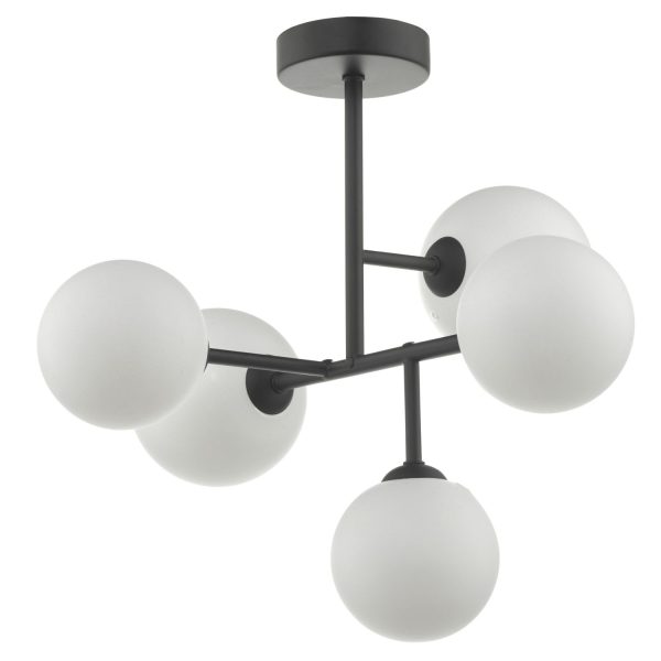 Euan 5lt Semi Flush Black & Opal Glass - Image 4