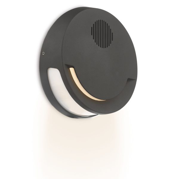 Euba Outdoor Wall Light Grey C/W Speaker LED IP44 - Image 4