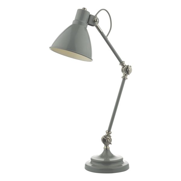 Eunice Task Lamp Grey & Satin Nickel