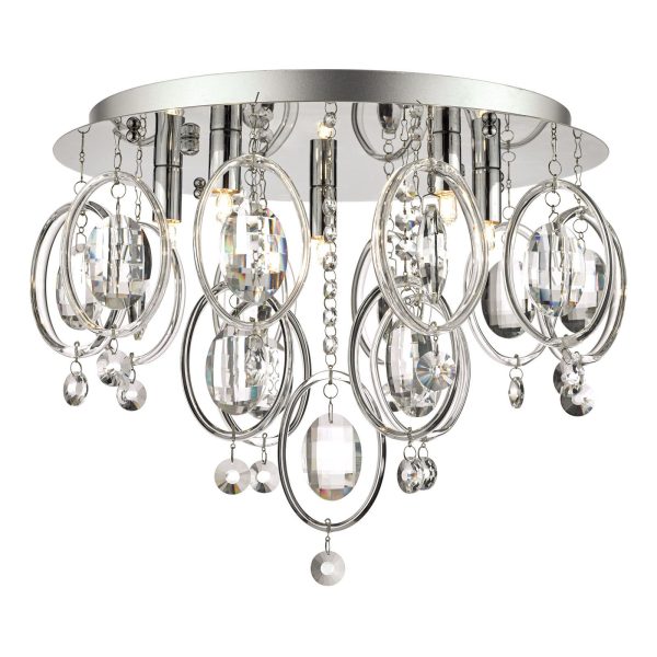 Evangeline 5 Light Flush Polished Chrome & Crystal