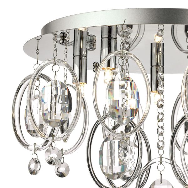 Evangeline 5 Light Flush Polished Chrome & Crystal - Image 2